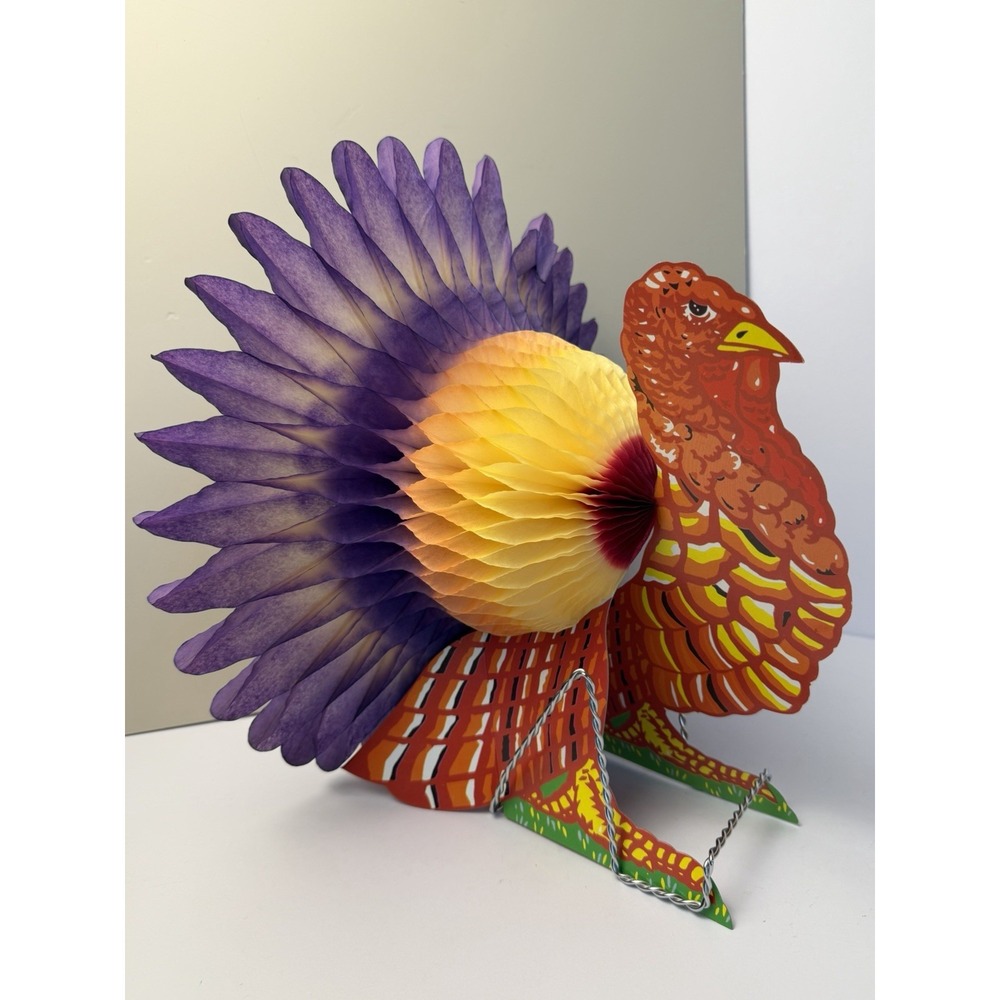 Turkey Honeycomb Fold Out Table Holiday Decor Vintage